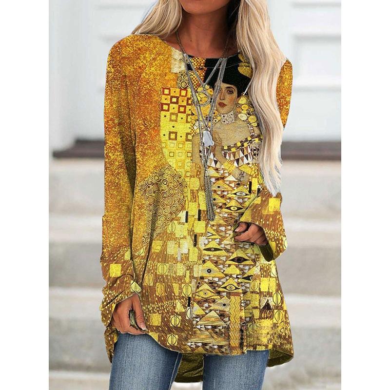 

Узор с принтом веток, повседневный женский топ с V-образным вырезом и длинным рукавом, красивая женская футболка XS-8XL 4XL