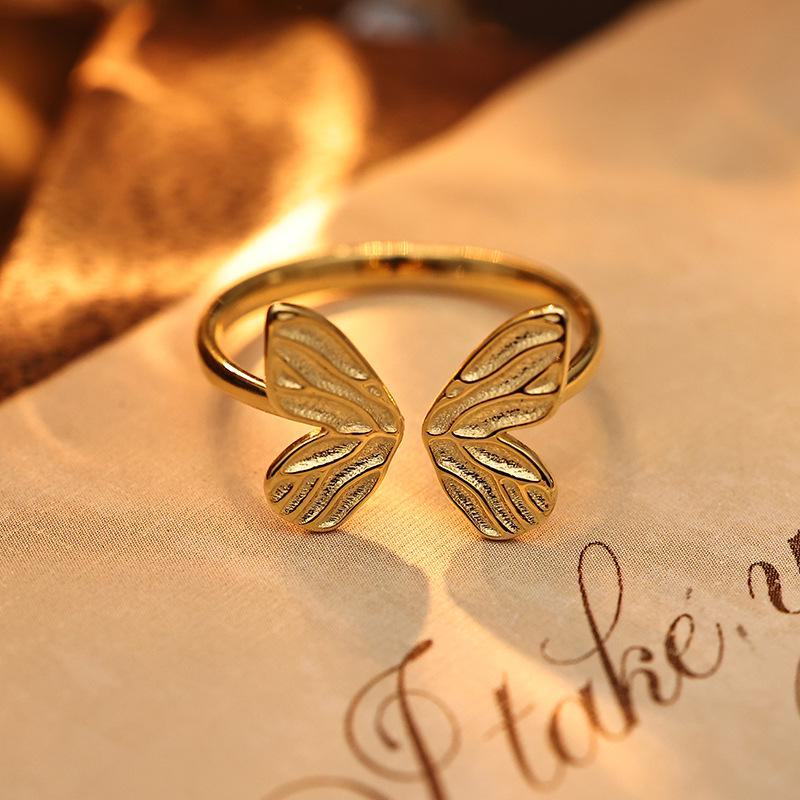 Banyan Tree S925 Silver Butterfly Ring - Forest Series: Feminine, Fairy-inspired, Sweet Fashion with Open Design. Perfect for Index Finger.
