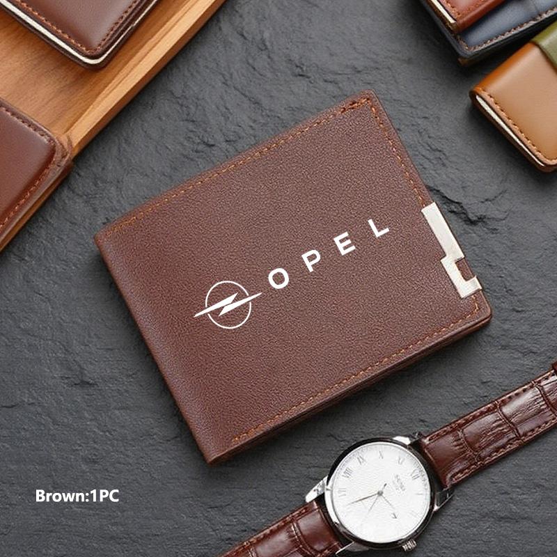 New Fashion Business Wallet Leather Car Logo Card Holder Men Coin Purse For Opel ADAM ASTRA J K CORSA E INSIGNIA MOKKA VIVA