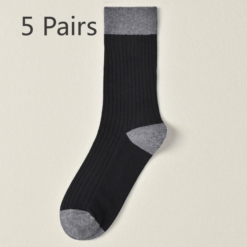 5 Pairs of Girls Retro Autumn New Cotton Match Color Sweat Absorption Deodorizing Tube Socks