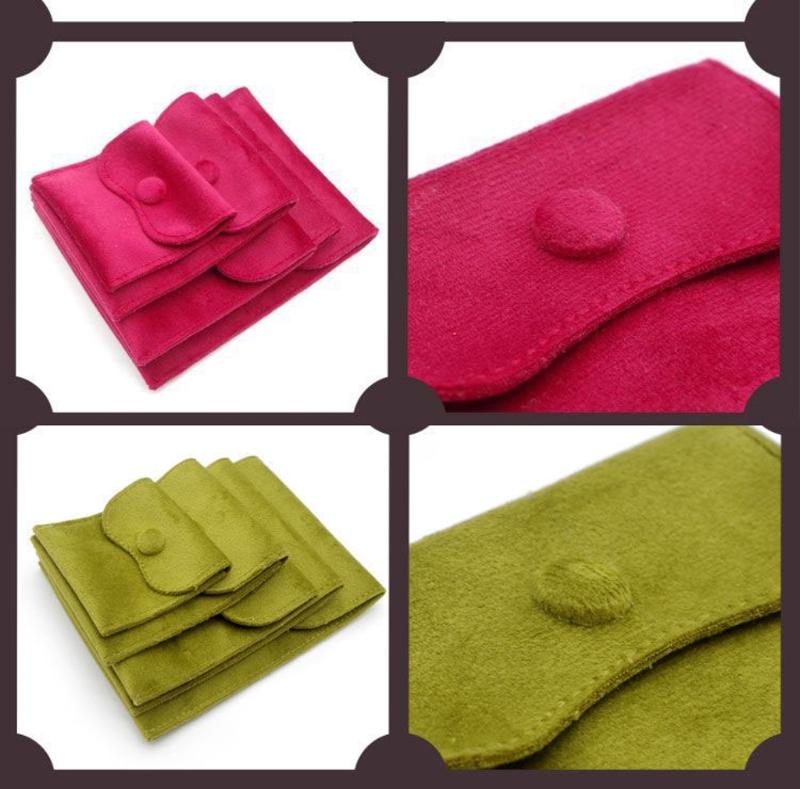 Soft Velvety Jewelry Storage Pouches, 10 Separate Snap-Button Bags for Sorting, Travel Carrying, and Gift Presentation