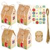 24Sets Advent Calendar Gingerbread House Gift Box Christmas Treat Candy Favor Box with Gift Tag Sticker Countdown Xmas