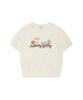 WACKY WILLY Women'S Embroidered Graphic Short Sleeve Knit Cream