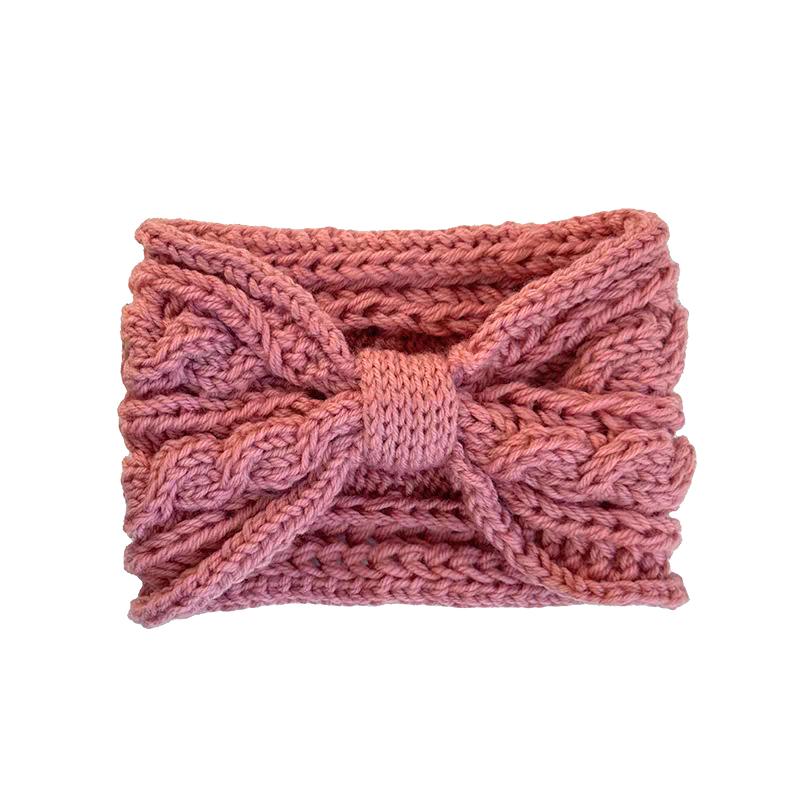 

Korean Ins Bow Shaped Twists Knitting Hair Band Winter Keep Warm Windproof Hair Hoop Headwrap Sweet Girls Streetwear рожевий