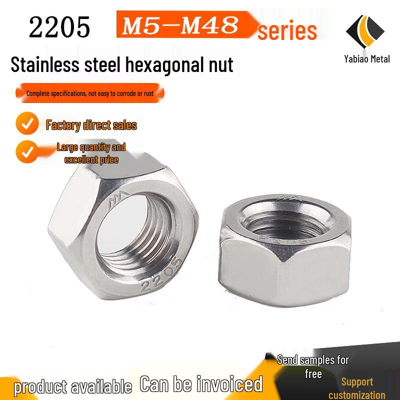 Acid-Resistant 2205 Stainless Steel Hex Nut, 1.4462 M5-M20