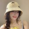 Solid Color Women Fisherman Hat Weave Sunscreen Visor Cap Casual Summer Sun Hat Camping