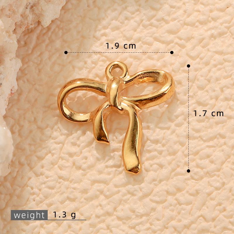 Bow Pendant Charm Necklace & Earring Set - European & American INS Style, Stainless Steel DIY Jewelry.