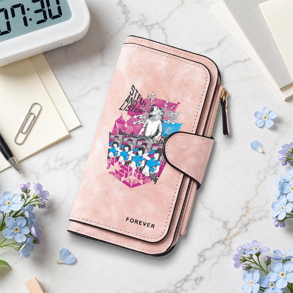 Wolf Print Long Wallet Forever Stylish Casual Portable Multi Card Holder Purse