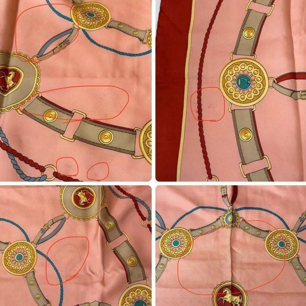 Used Celine large scarf, pinkish tone with tassels, horse motif
