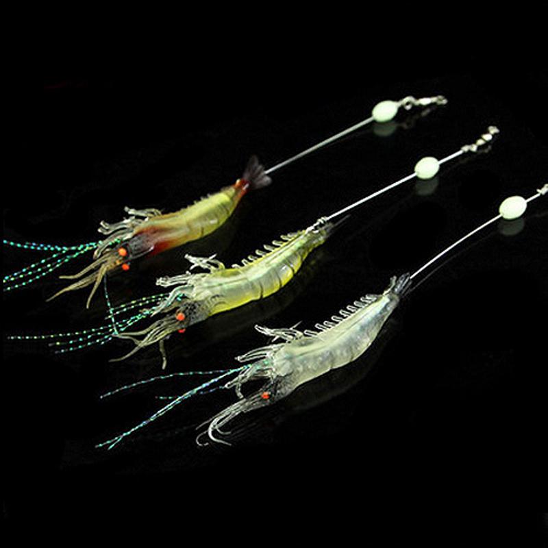 10PCS Shrimp Hook Soft Lures Saltwater Fishing Tackle Rigged Fishing Hooks 6g 9.5cm