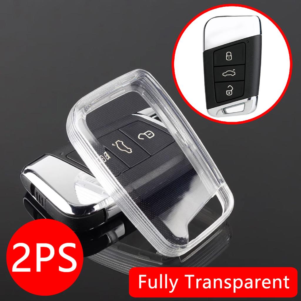 For Vw Passat B8 Arteon Atlas Cross Sport Jetta Transparent And Transparent Car Key Fob Cover Pack Accessories