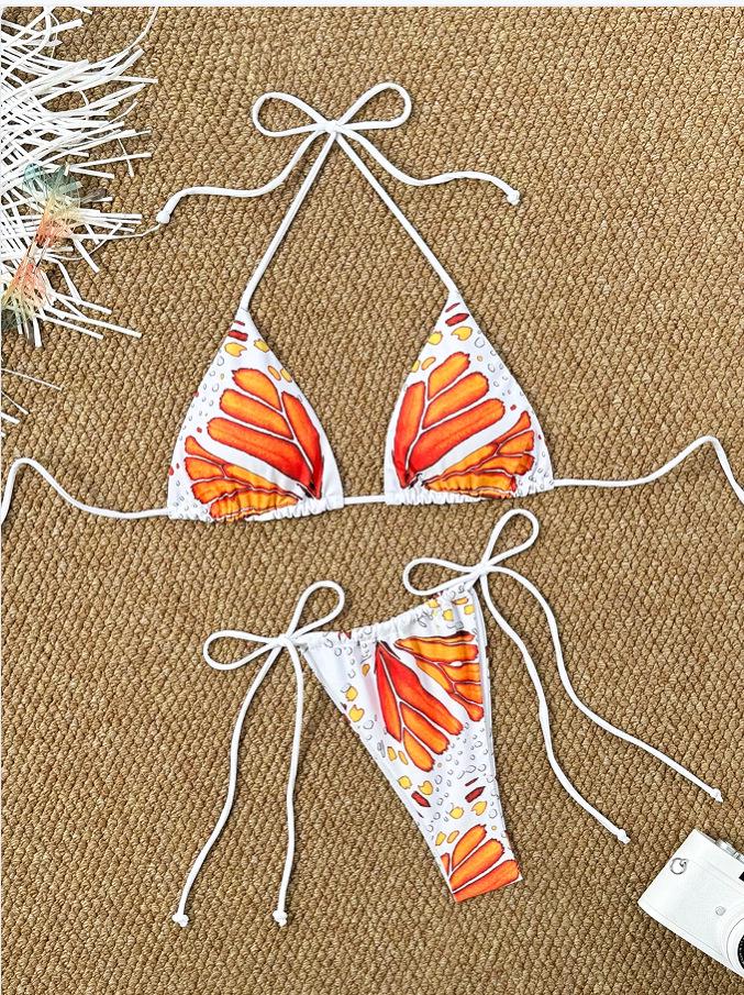 Women s Butterfly Print Halter Two-Piece Swimsuit - European and American Fashion, Hot Selling Medium белой бабочки