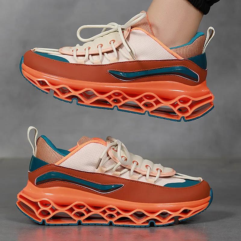 High Quality Men Women Running Shoes With Thick Soles Cushioned Mesh Lace Up Breathable Casual Shoes Luxurious Simple Sneakers