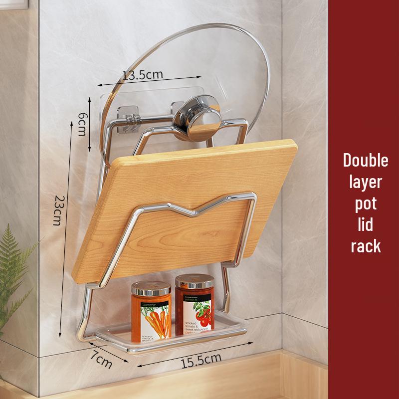 

Wall-Mounted Pot Lid & Cutting Board Rack - Punch-Free Kitchen Storage Shelf