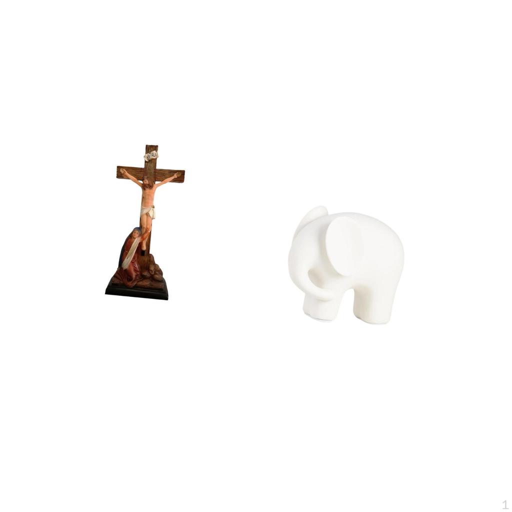 Sacred Ceramic Elephant And Jesus Sculpture Holy Religious Catholic Mother Mary Statue Animal