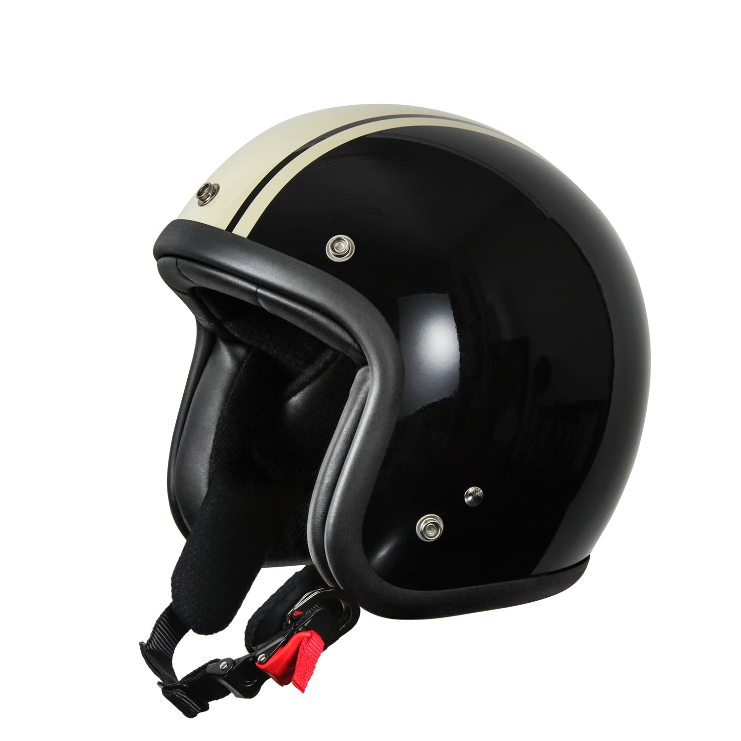 

Bike Parts Center Motorcycle Helmet Small Jet Type A, Black/Ivory, One Size Fits Most (57-60cm)