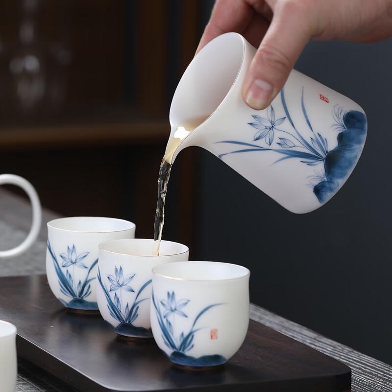 Mutton Fat Jade Porcelain Hand-painted Kung Fu Tea Set