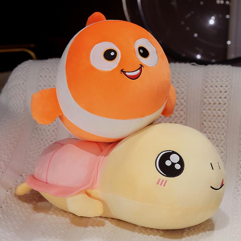 Creative Cute Clown Fish Crab Big Head Turtle Doll Marine Fish Turtle Animal Plush Toy Doll Hug Pillow Premium