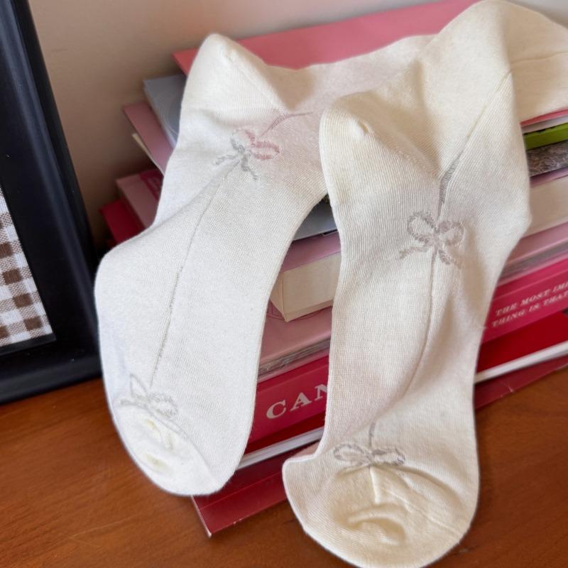 

Bow Cream-colored Calf Socks, Sweet Long Socks for Spring and Summer Girls, Breathable, Soft and Boneless Socks 1 pair молоко, білий колір