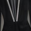 Women's V-Neck Velvet Blazer with Chain Strap