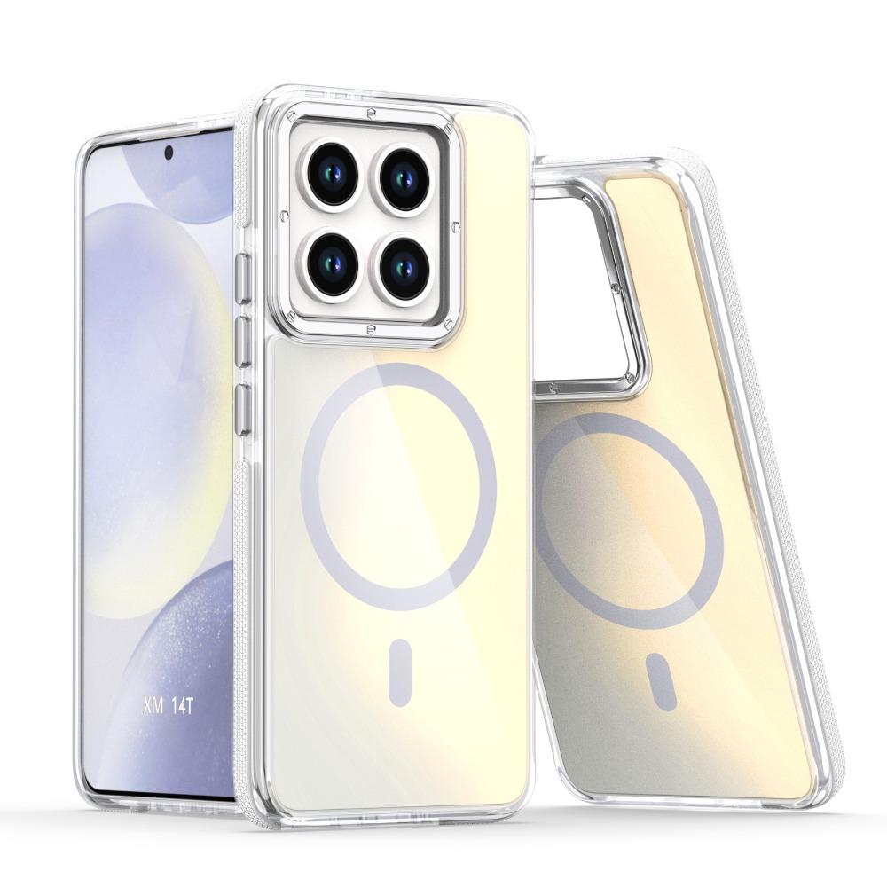 Luxury Metal Lens MagSafe Magnetic Phone Case For Redmi Note 14 13 Pro 4G 5G For Xiaomi 14T Wireless Charging Discolour Cover