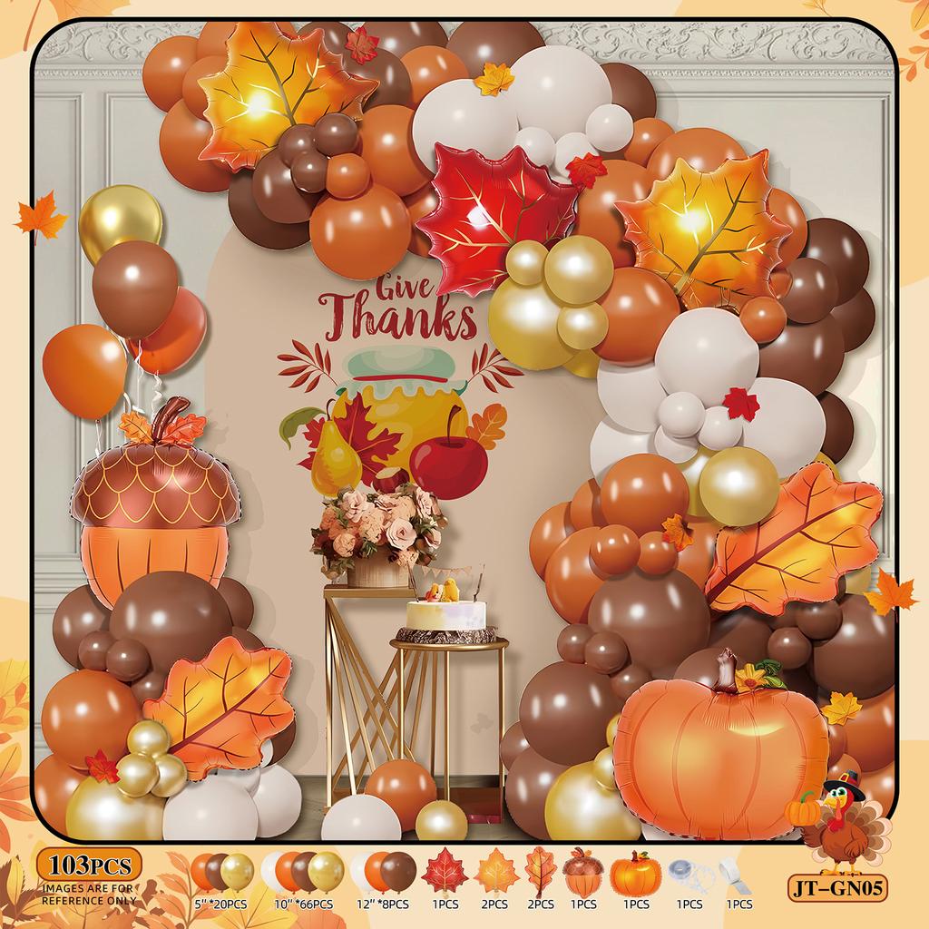 Thanksgiving Orange Balloon Chain Fall Themed Party Decoration Birthday Wedding Scene Decoration Balloon Arch