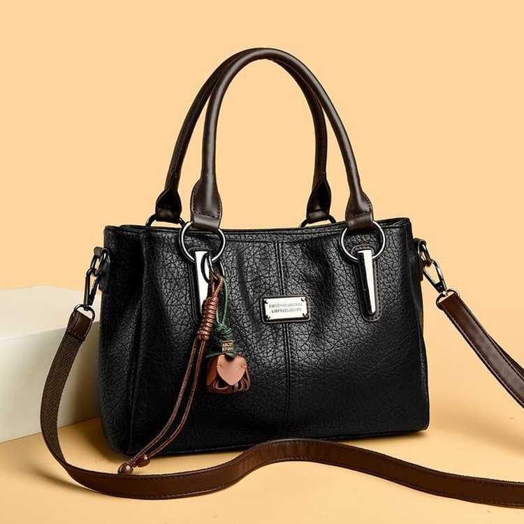 Large capacity temperament versatile shoulder messenger women s bag чёрный