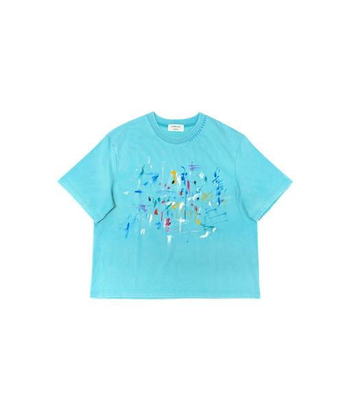 Peulaengkijyoakaibeu Vintage Hand-Painted Washed T-Shirt Mint