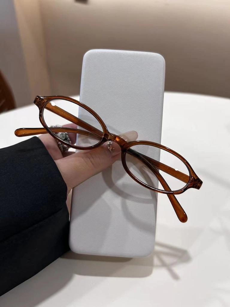 Women Vintage Retro Oval Shape Glasses Y2K Japanese and Korean Girls Red Color Green Frame Glass Eyewear Decorative Computer Anti-blue Eyeglasses