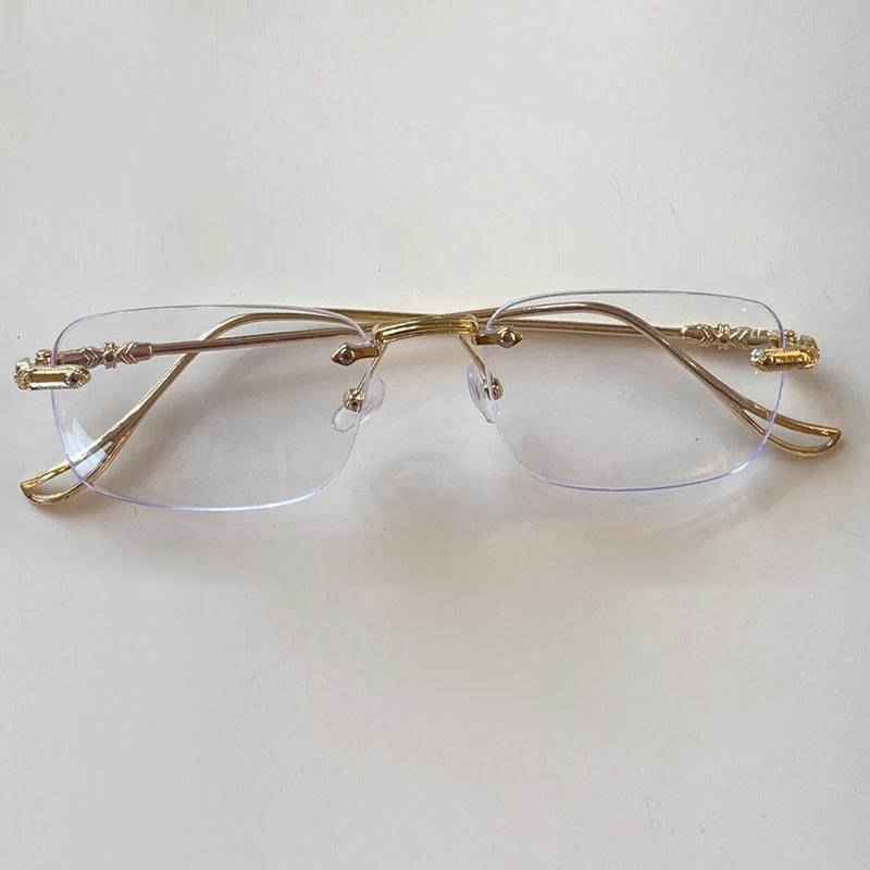 

Fashion Rimless Rectangle Eyeglasses for Men Women Fashion Vintage Shades Brand Ocean Lenses Sun Glasses UV400 Metal Eyewear золотой