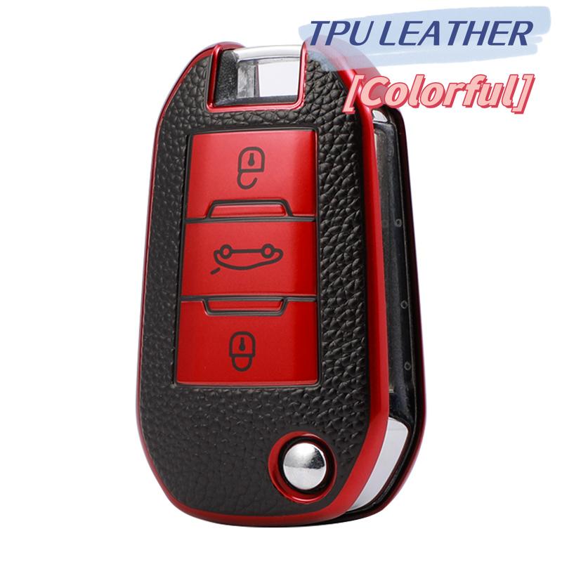 For Peugeot 208 2008 301 308 3008 Rcz 508 408 307 Case For Citroen C3 C4 Berlingo Tpu Leather Flip Folding Key Fob Cover