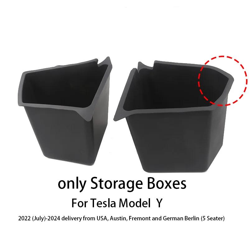Trunk Side Storage Bins For Tesla Model Y-Berlin/Austin 2022-2025 Cargo Compartment Organizer Bucket TPE Box & Carpet Lids