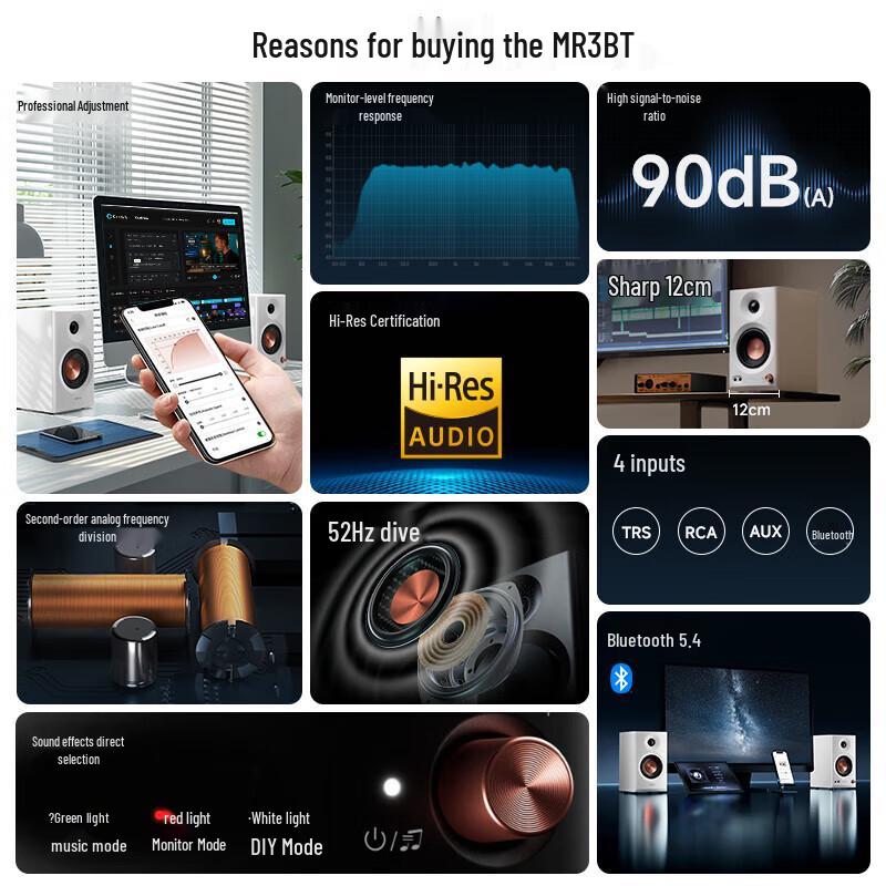 Edifier MR3BT Wireless HIFI Bluetooth Speakers CN Plug (adapter Included)