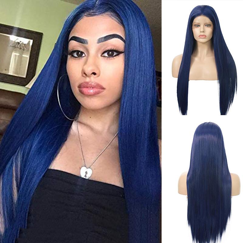 AIMEYA Lavender Purple Silky Straight Lace Front Wig Women's Synthetic Wig 13x4 Black /Blonde/Brown/ Blue Color Daily Cosplay