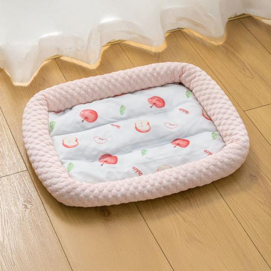 Pet Cooling Mat Cartoon Fruits Print Machine Washable Dogs Cats Sleeping Pad Non-slip