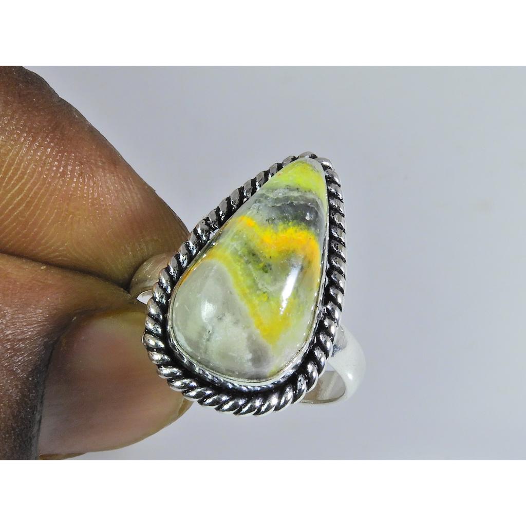 Natural Bumble Bee Jasper 925 Solid Sterling Silver Ring Size US-7 PG-84