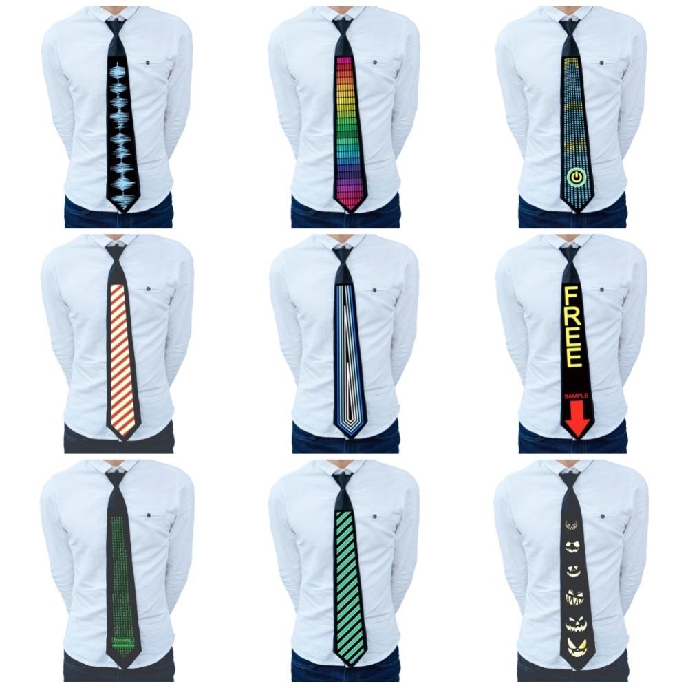 Adjustable Flashing Glow Rave Party Necktie Hip-hop Luminous Cravat  Night Club Bar Party Props