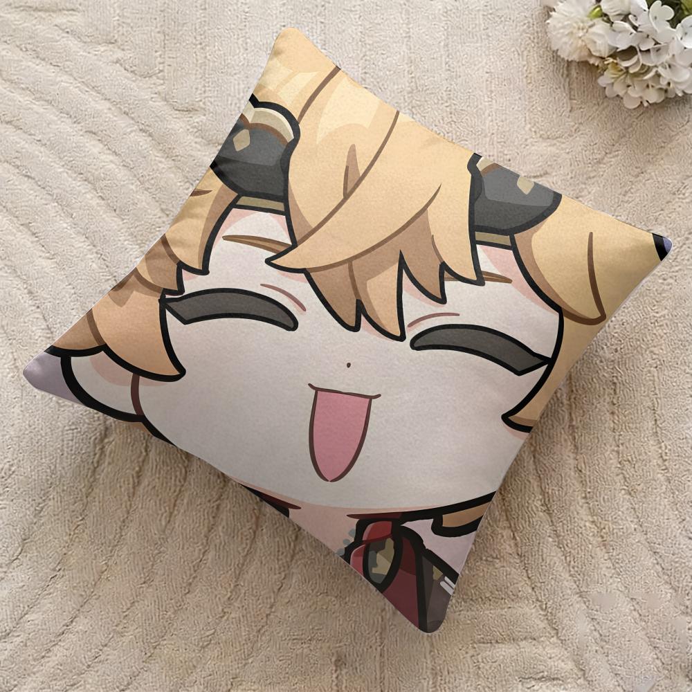 Thoma Cute Genshin Impact Cushion Cover Silky Short Plush Invisible Zipper Dustproof Sofa Pillow Case For Home Decor