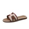 Flat Bottom Outer Wear One-word Cool Slippers Women's 2025 Summer New Travel and Vacation Color Matching Beach Slippers Foreign Trade Slippers