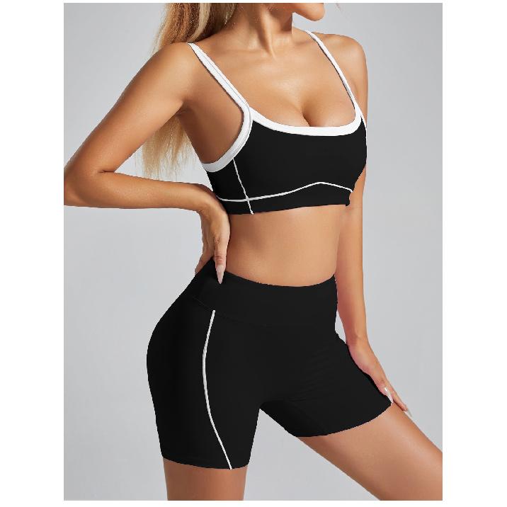 Color blocking, non awkward sports shorts with high waist, tight fitting, nude feeling, peach hip lifting, fitness, yoga shorts for women