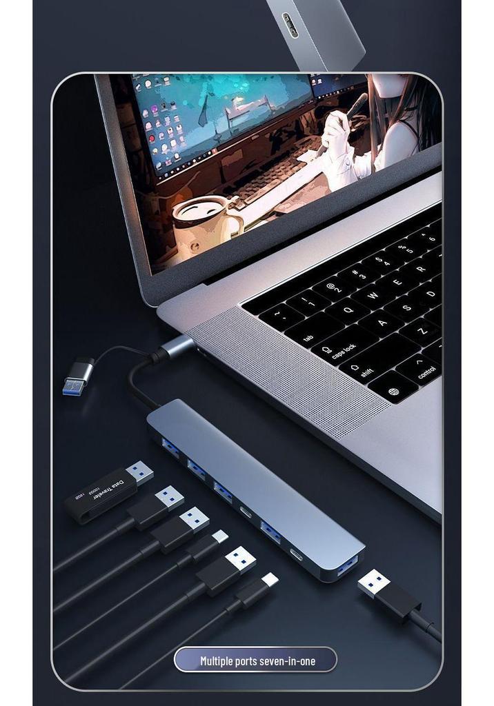 Dual-Head USB 3.0 7-in-1 Docking Station and Type-C Hub for Laptops