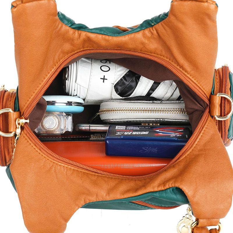 Veske Kvinnemote Mykt Skinn Single Shoulder Crossbody Bag Large Capacity Bag Retro Leisure Bag