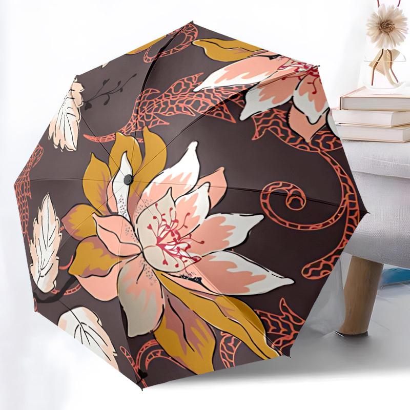 

1pc Floral Pattern Automatic Folding Umbrella - Portable Collapsible, 8-Rib Durable Frame, Perfect for Outdoor Use, yy251218103