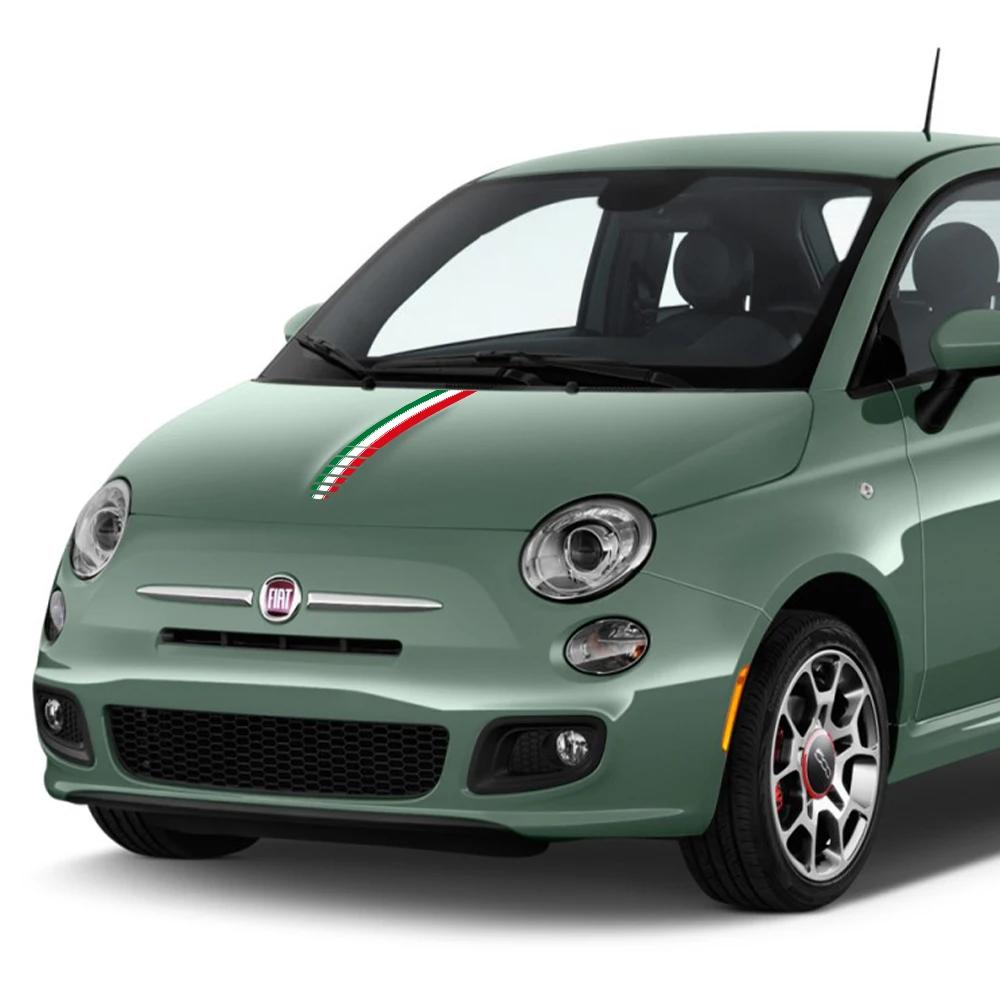 Car Bonnet Stripe Vinyl Decal Hood Italian Flag Line Graphics Racing Sport Sticker Waterproof Accessories For Fiat 500 Abarth