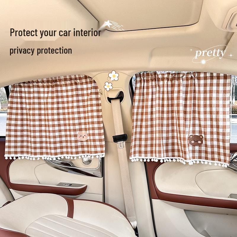 Cartoon Cotton Car Sunshade - Comfortable Baby Window Blackout Curtain for Heat Insulation and Sun Protection