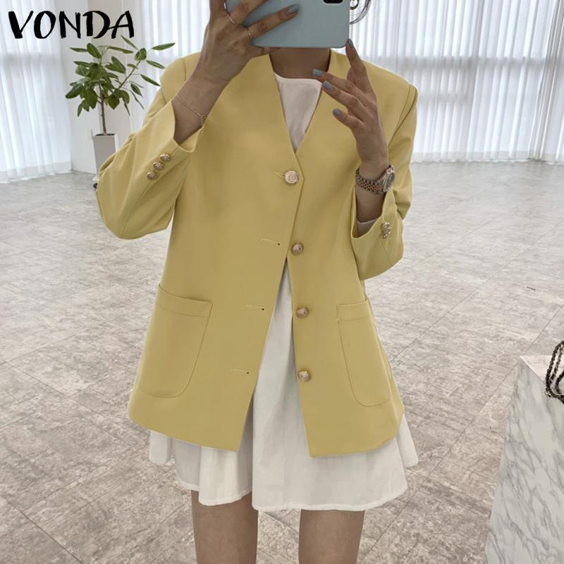 

VONDA Весна Женщины Однотонный костюм Блейзер Пальто