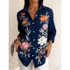 Fashionable Women's Floral Print Long-Sleeve Shirt Loose Fit Comfortable Breathable Long-Sleeve Shirt Casual Everyday Shirt