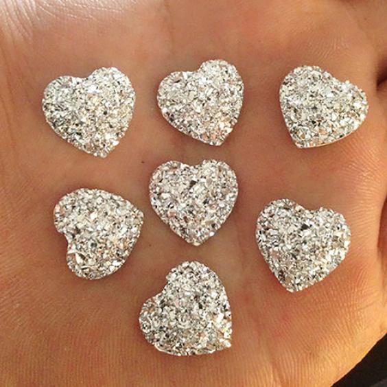 

20шт сердце плоская спина смола стразы для DIY скрапбукинг телефон / свадьба / ремесло