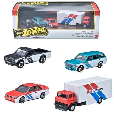 Hot Wheels Prémiová zberateľská súprava - Vozidlá BRE Datsun, 4 odliate autíčka, pre deti od 3 rokov, HRT52