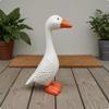 Resin Goose Figurine FeatherTextured White Statue Orange Beak